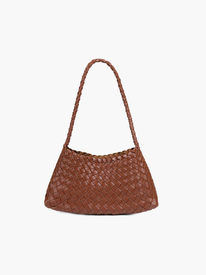 Schultertasche Geflochtene Optik Trendy Echtleder