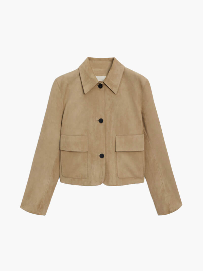 Lederschnitt Lederjacke Damen Umschlagkragen Cropped - BerlinGlamour