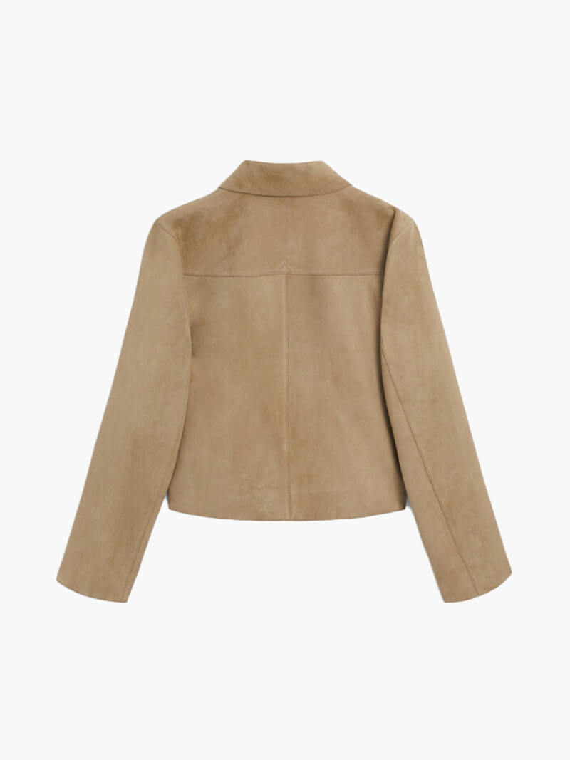 Lederschnitt Lederjacke Damen Umschlagkragen Cropped
