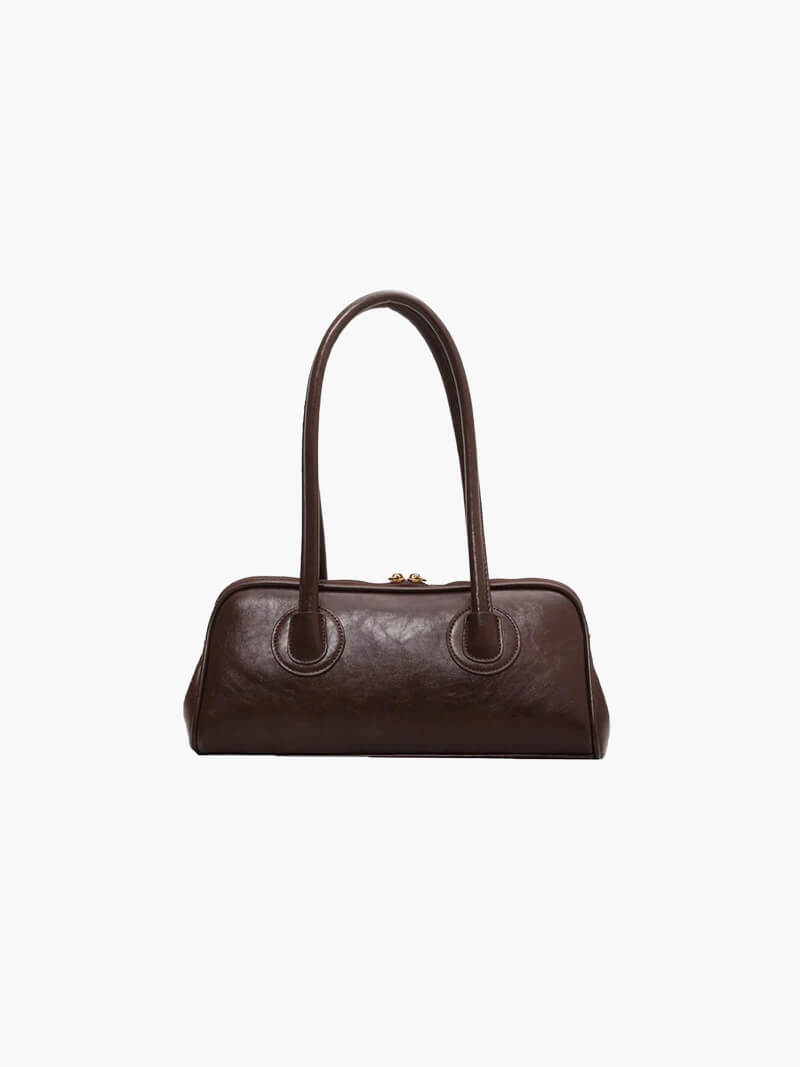 Kunstleder-Handtasche Damen Elegante Schultertasche Schwarz