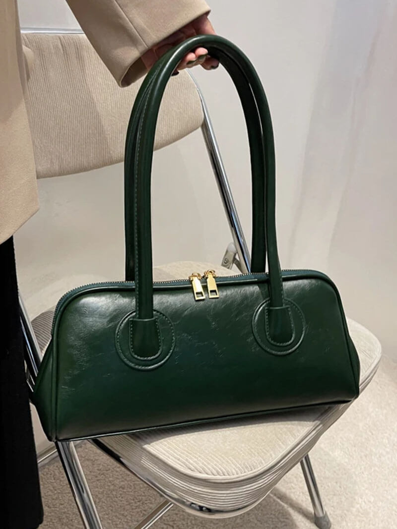 Kunstleder-Handtasche Damen Elegante Schultertasche Schwarz