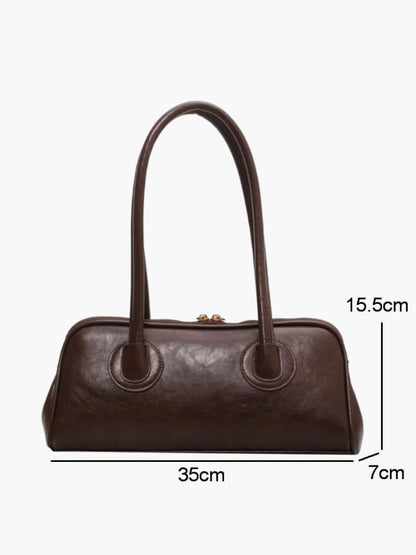Kunstleder-Handtasche Damen Elegante Schultertasche Schwarz