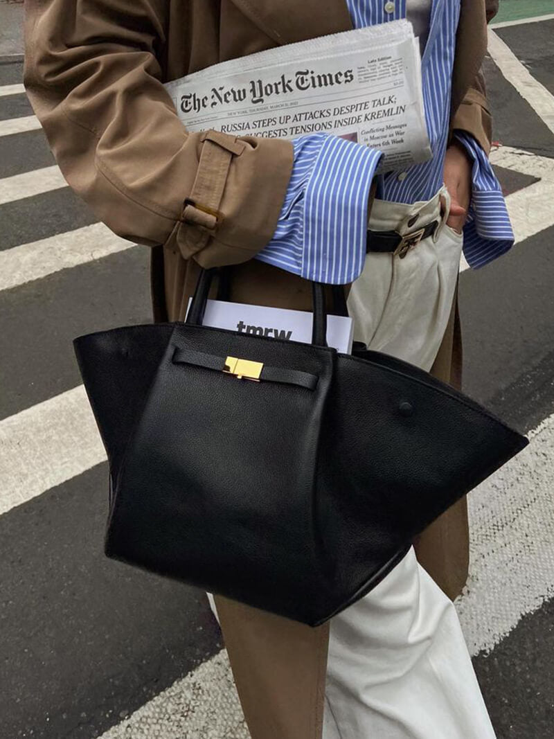 Große Damen-Shopper aus Kunstleder Schwarz