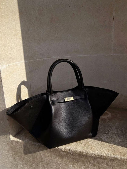Große Damen-Shopper aus Kunstleder Schwarz
