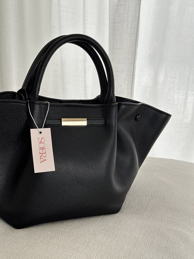Große Damen-Shopper aus Kunstleder Schwarz