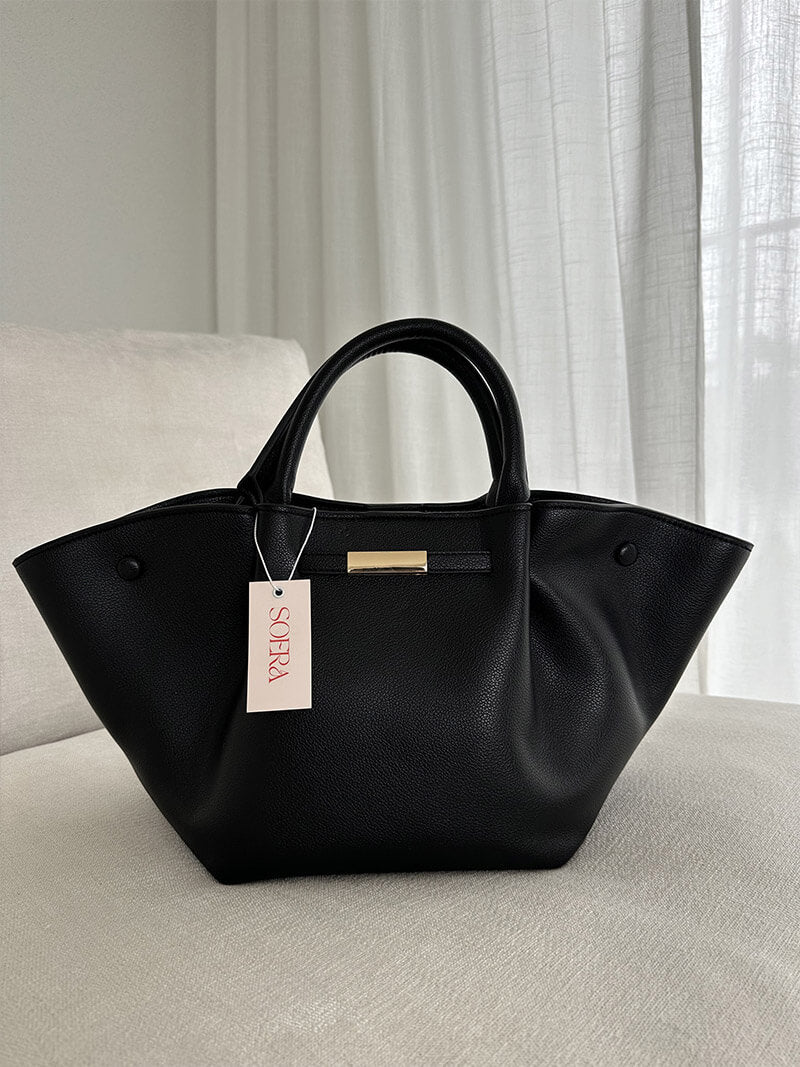 Große Damen-Shopper aus Kunstleder Schwarz