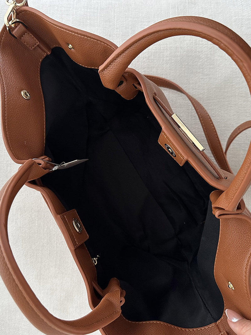Große Damen-Shopper aus Kunstleder Schwarz