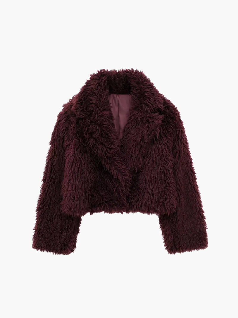 Kunstpelz Jacke Flauschig Damen Winterjacke Reverskragen - BerlinGlamour