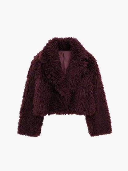 Kunstpelz Jacke Flauschig Damen Winterjacke Reverskragen - BerlinGlamour