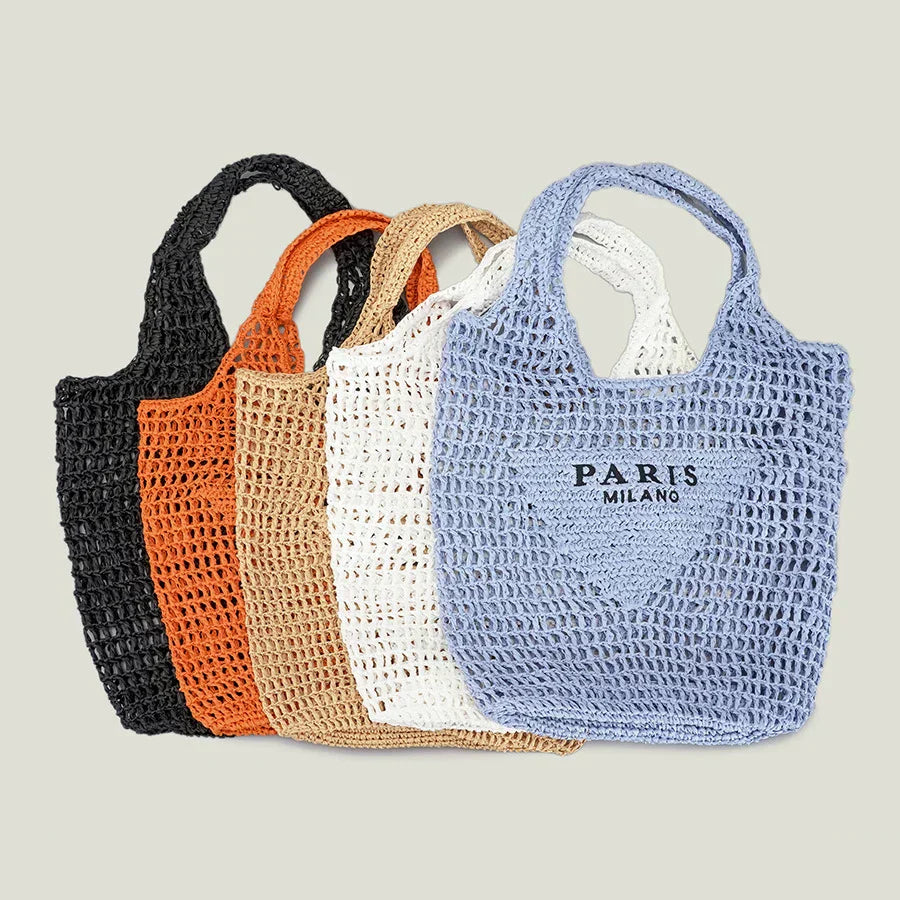 Stilvolle Handgewebte Tasche mit Berlin Milano Aufdruck