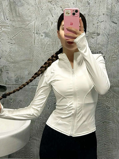 Damen Fitnessjacke Leicht Reißverschluss Sportjacke