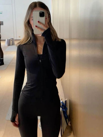 Damen Fitnessjacke Leicht Reißverschluss Sportjacke