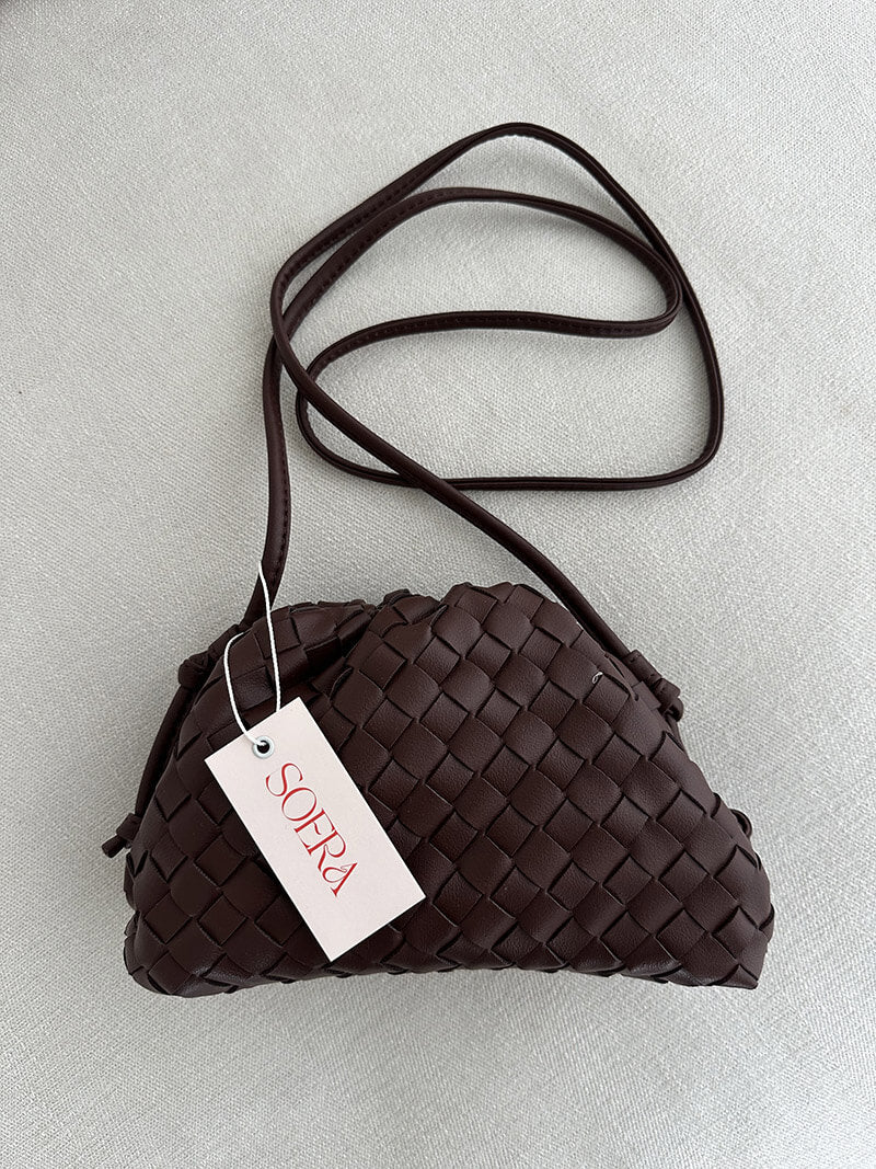 Kunstleder-Beuteltasche Damen Schultertasche Schwarz