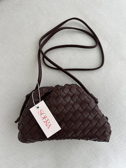 Kunstleder-Beuteltasche Damen Schultertasche Schwarz