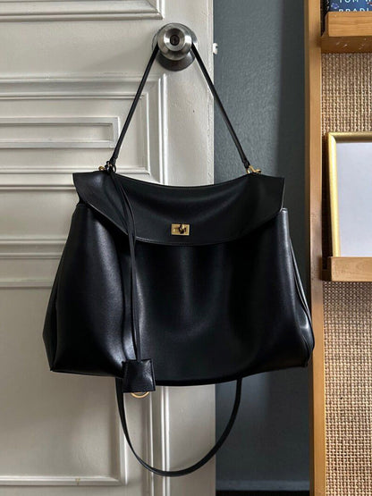 Kunstleder Tasche Damen Schick Schwarz