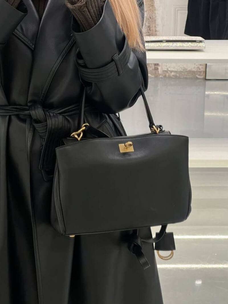 Kunstleder Tasche Damen Schick Schwarz