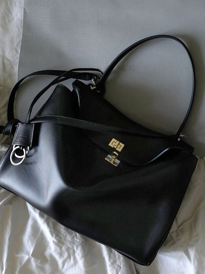 Kunstleder Tasche Damen Schick Schwarz