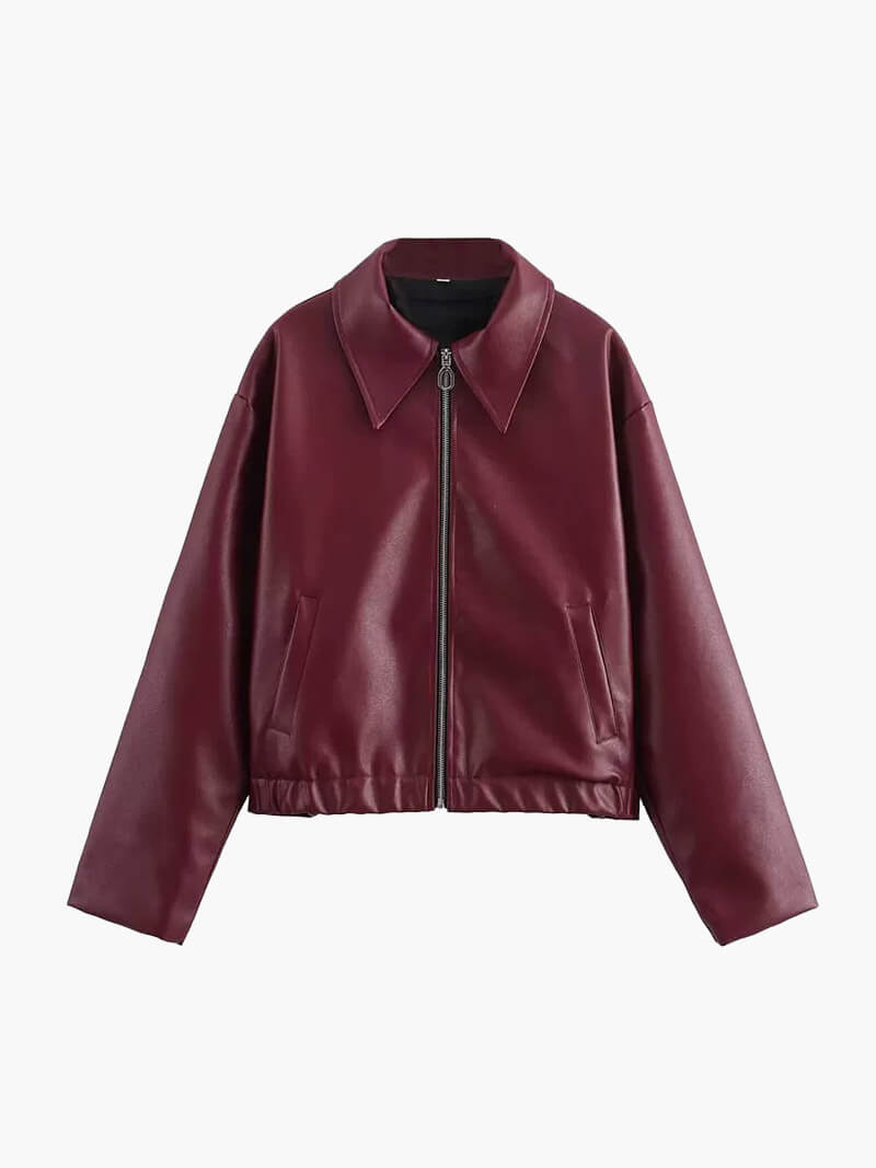 Lederjacke Damen Biker-Stil Oversized Schwarz - BerlinGlamour