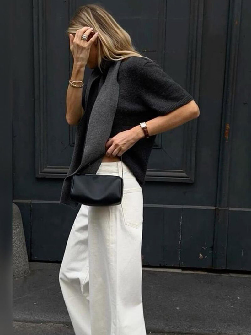Elegante Damen-Tasche aus Kunstleder Schwarz Minimalistisch