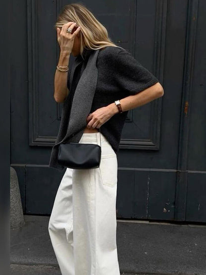 Elegante Damen-Tasche aus Kunstleder Schwarz Minimalistisch