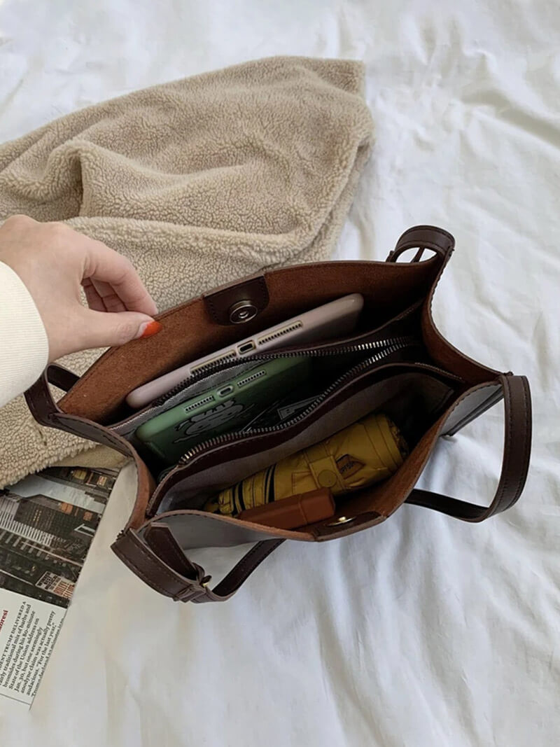Elegante Schultertasche Kunstleder Slim