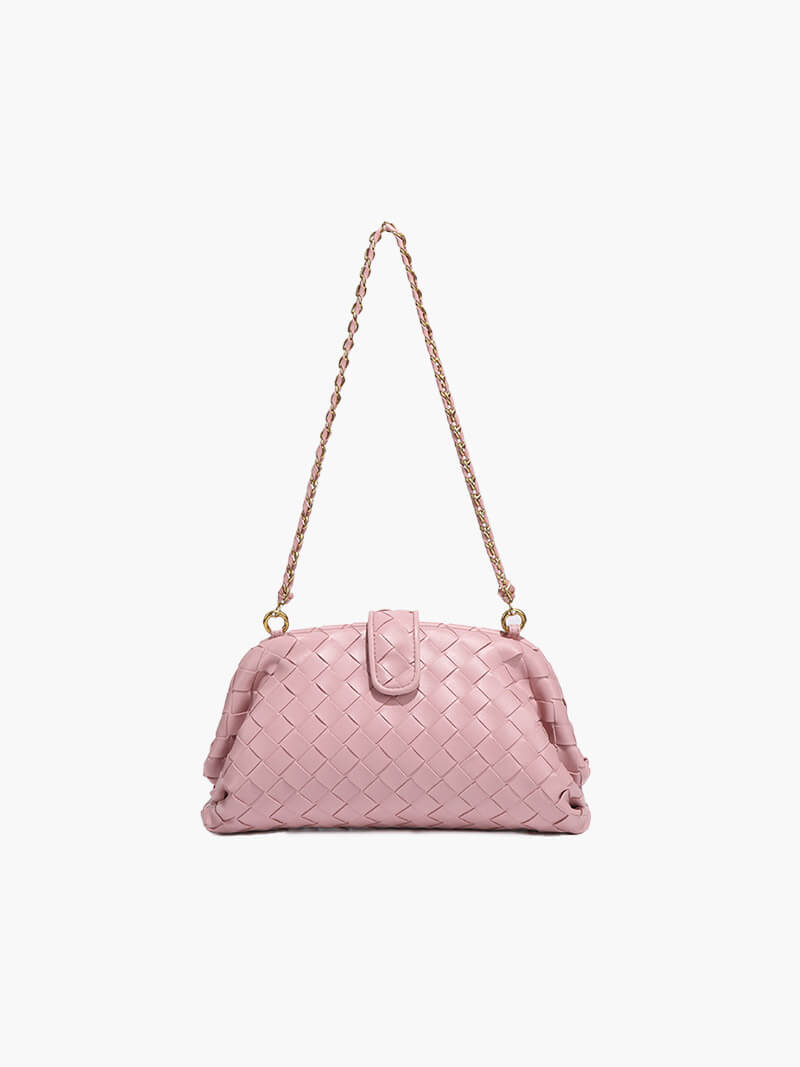 Geflochtene Damenhandtasche mit Ketten Schulterriemen