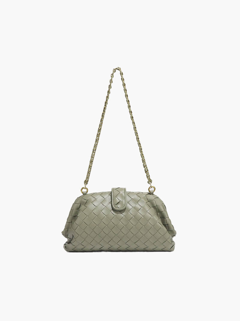 Geflochtene Damenhandtasche mit Ketten Schulterriemen