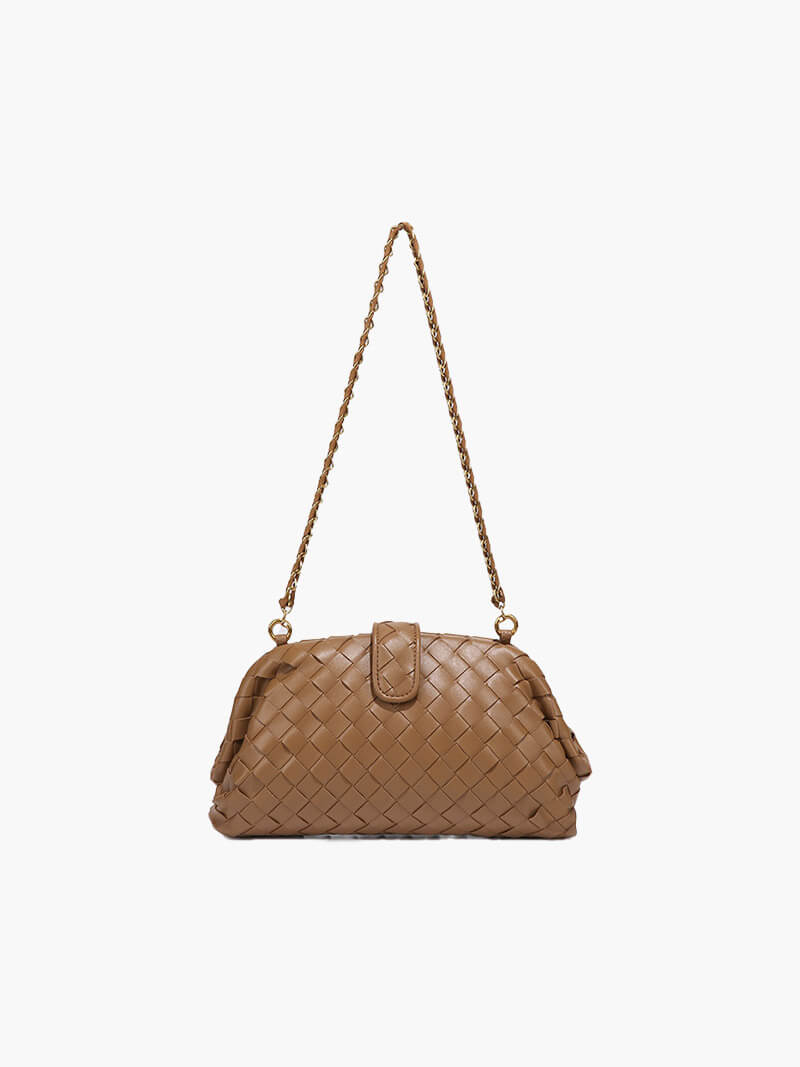 Geflochtene Damenhandtasche mit Ketten Schulterriemen