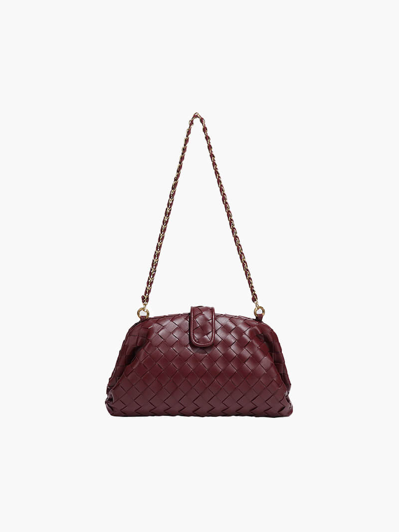 Geflochtene Damenhandtasche mit Ketten Schulterriemen
