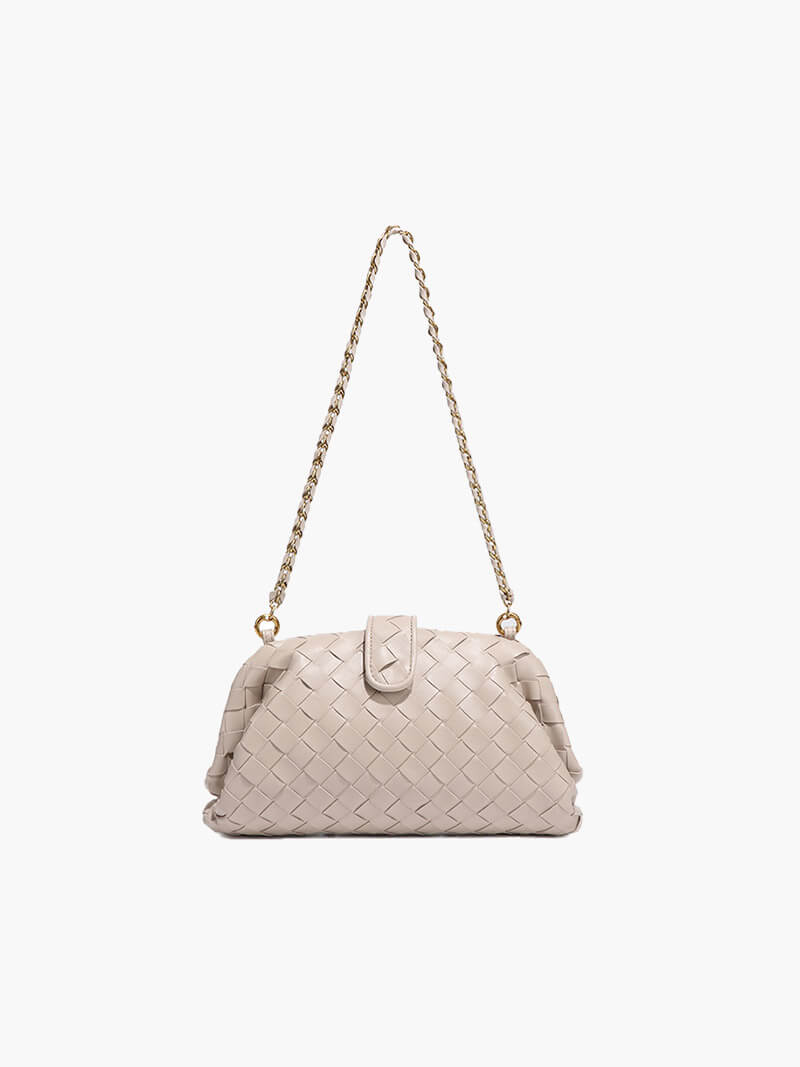 Geflochtene Damenhandtasche mit Ketten Schulterriemen