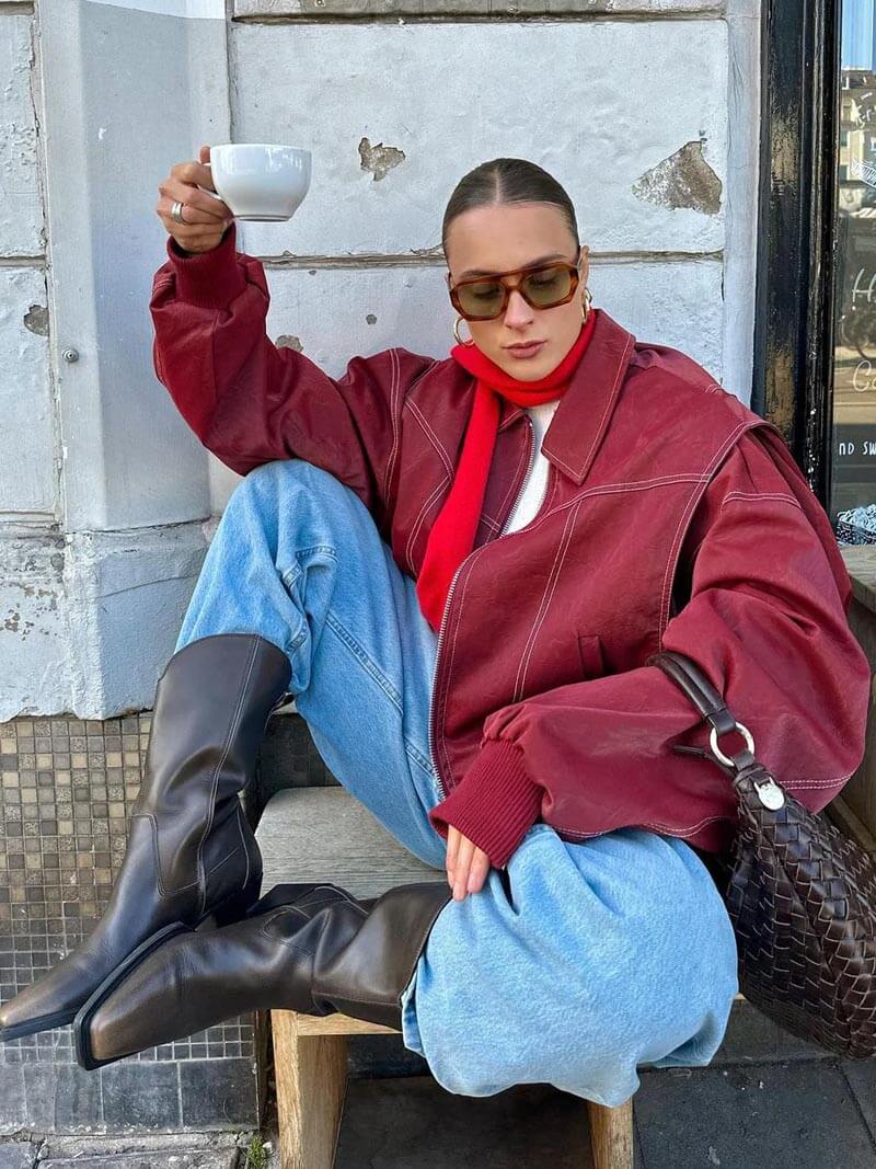 Damen Oversize Jacke Groß Lässig Streetstyle