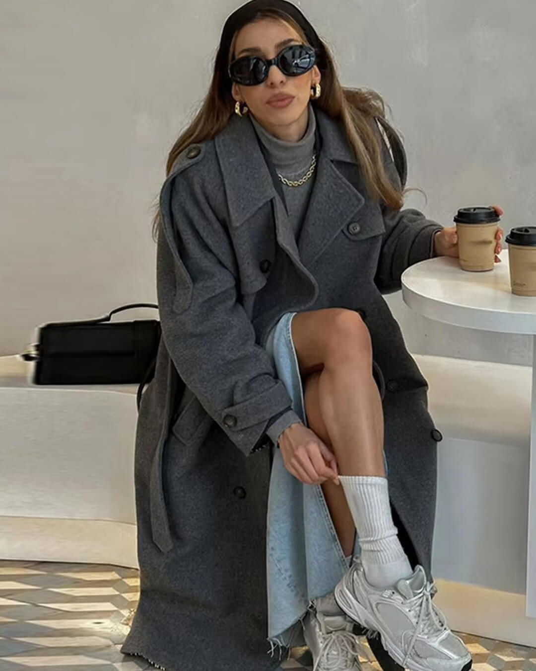 Damen Wollmantel Stilvoll Vielseitig Warm