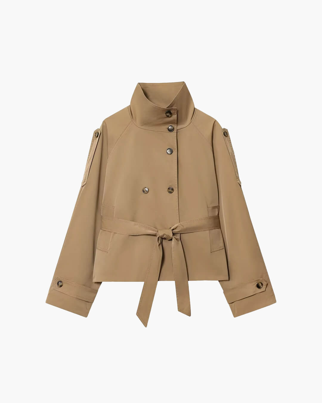 Kurzer Damen Trenchcoat Winter Mantel mit Gürtel