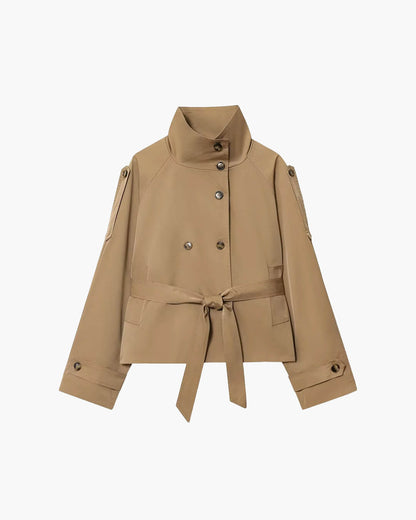 Kurzer Damen Trenchcoat Winter Mantel mit Gürtel