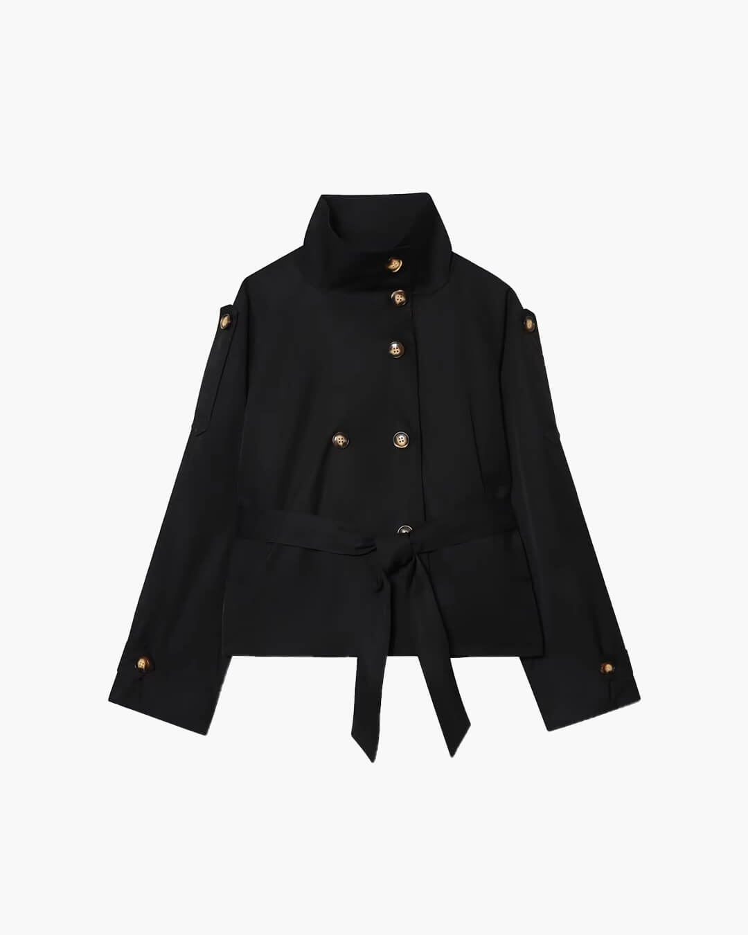 Kurzer Damen Trenchcoat Winter Mantel mit Gürtel