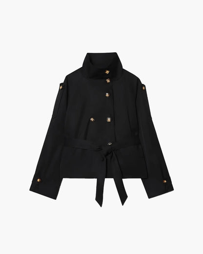 Kurzer Damen Trenchcoat Winter Mantel mit Gürtel