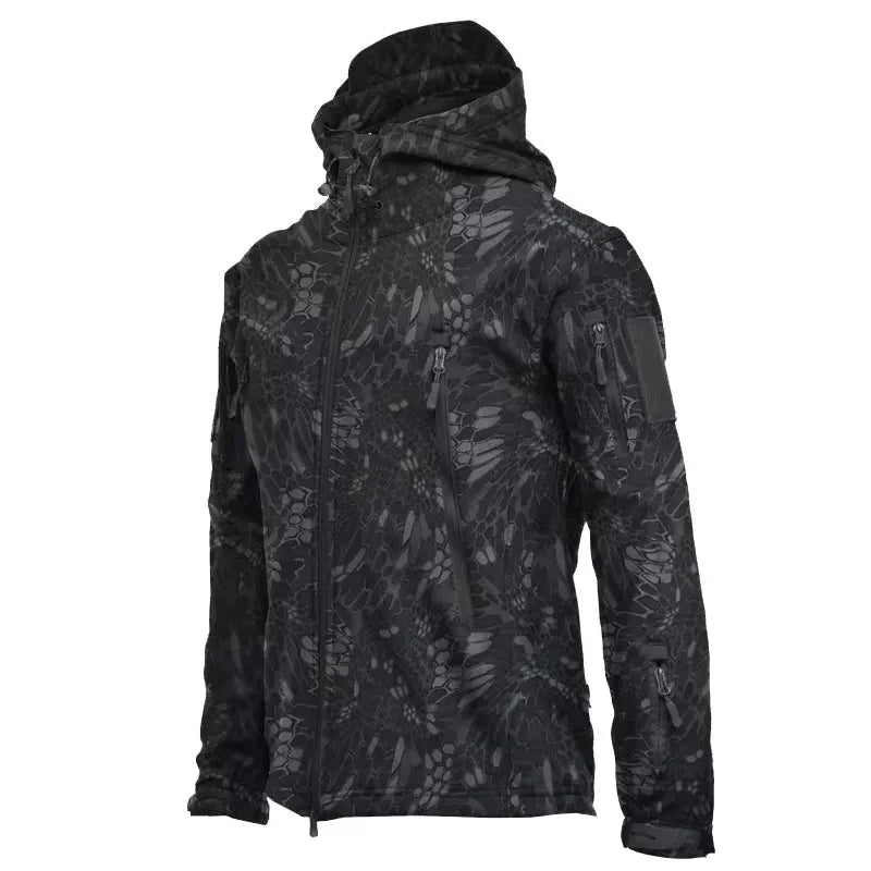 Softshelljacke | Outdoor | Windjacke | Outdoorjacke | Herrenjacke-Schwarz/Grau-Tarnmuster-S-Chaps Herrenmode