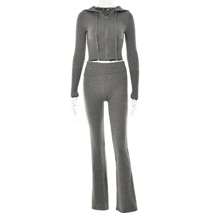Trainingsanzug Damen Crop Top Schlaghose Sportlich