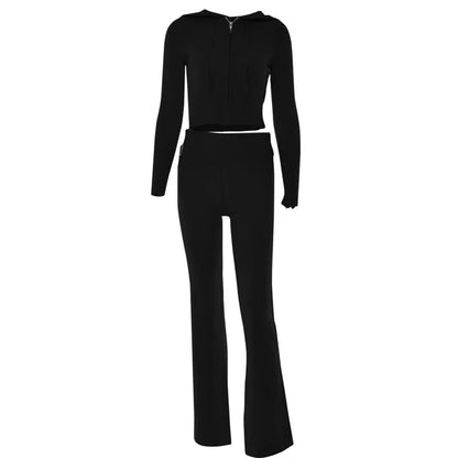 Trainingsanzug Damen Crop Top Schlaghose Sportlich