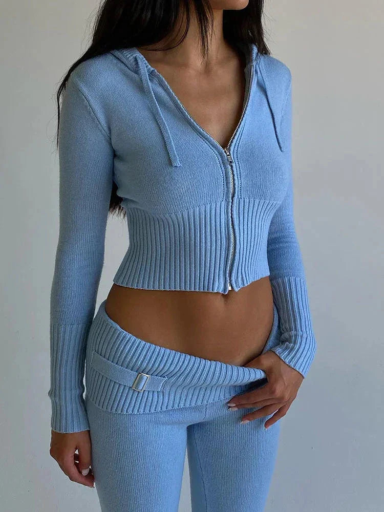 Trainingsanzug Damen Crop Top Schlaghose Sportlich - BerlinGlamour