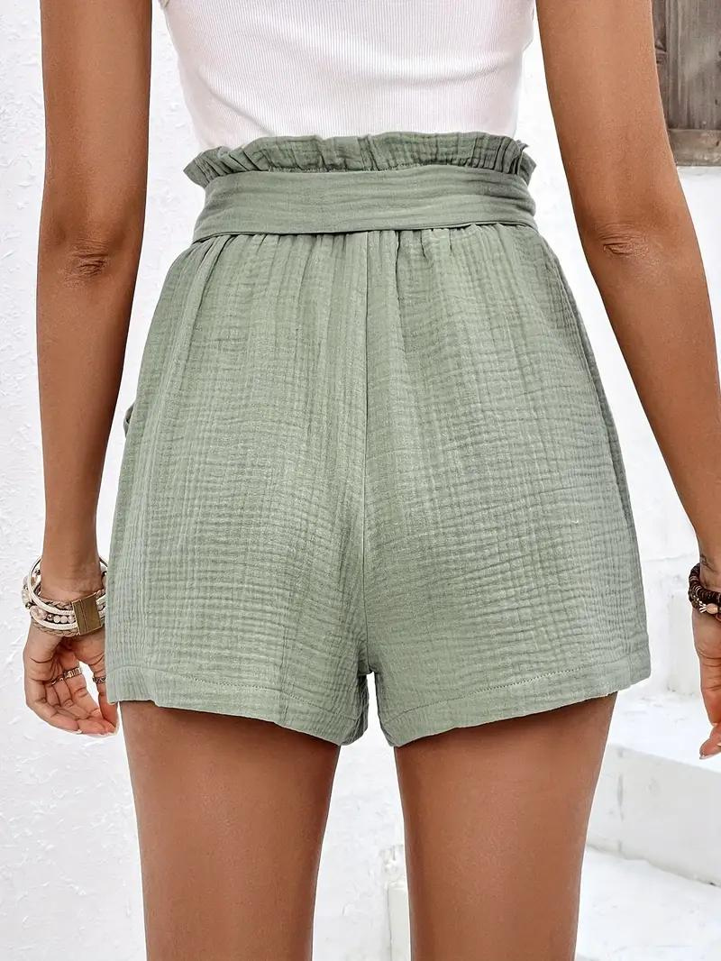 Hohe Taille Shorts Lockere Passform Gürtel Damen Shorts - BerlinGlamour