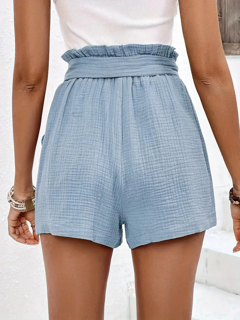 Hohe Taille Shorts Lockere Passform Gürtel Damen Shorts