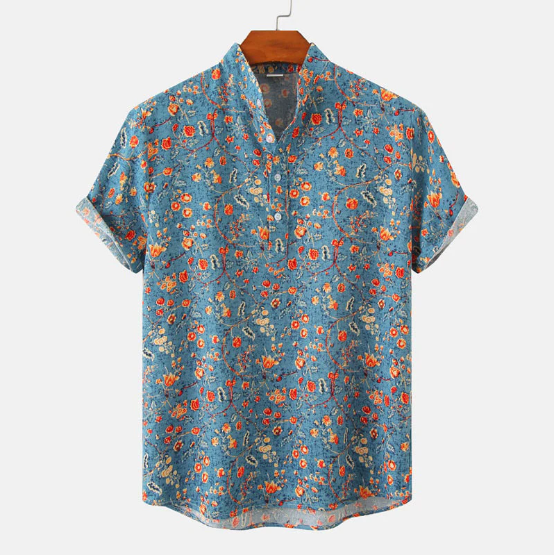 Herren Sommerhemd Kurzarm Bedruckt Modern - BerlinGlamour