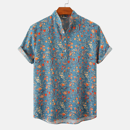Herren Sommerhemd Blumenmuster Kurzarm Freizeit - BerlinGlamour