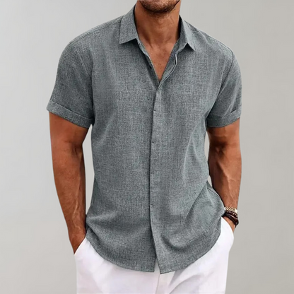 Sommerhemd - Polohemd - Button-Up - Kurzarmhemd - Herrenbekleidung-Grau-S-Chaps Herrenmode