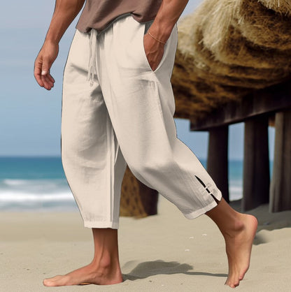 Sommerhose | Lockere Passform | Kordelzug | Haremshose | Herrenhose-Khaki-S-Chaps Herrenmode