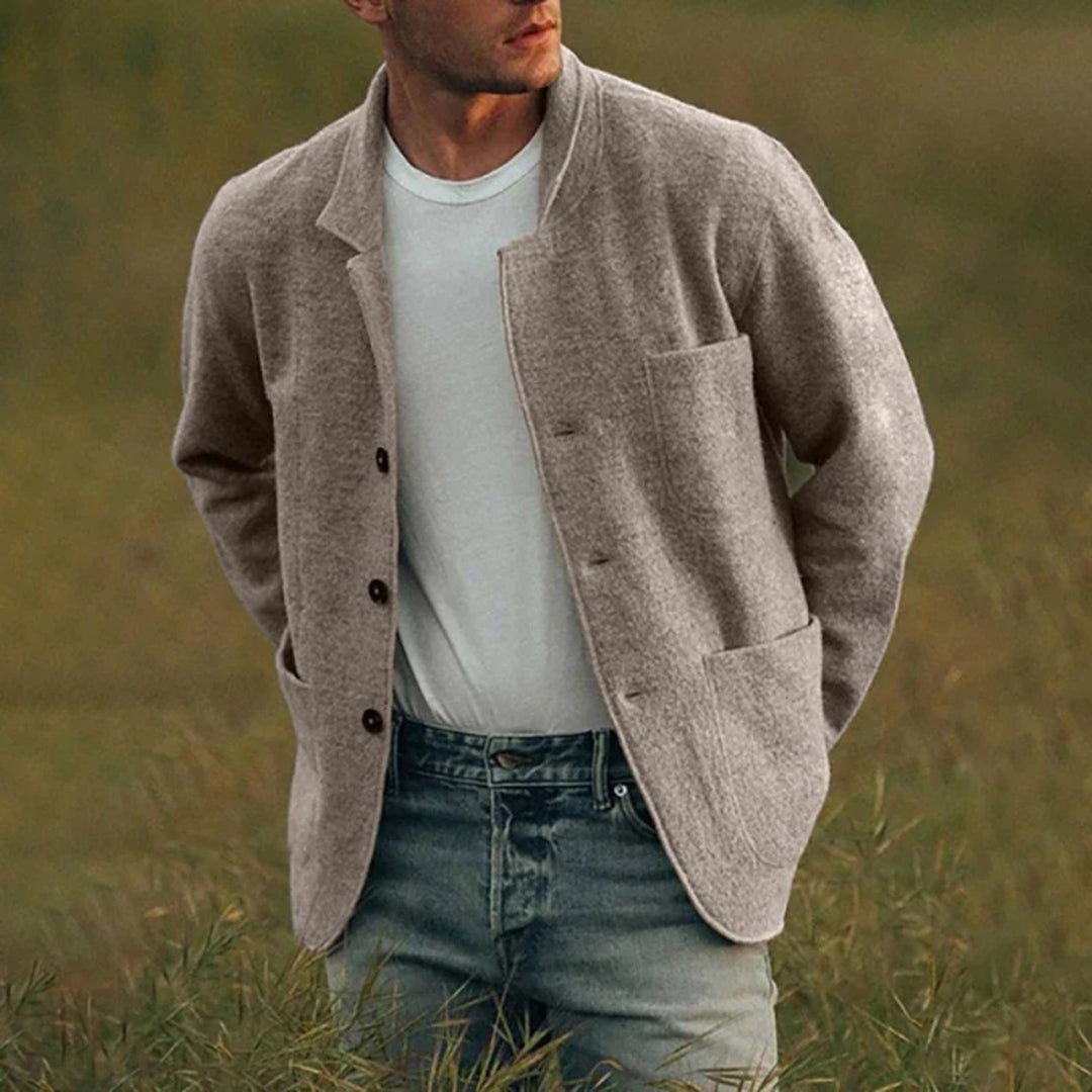 Herren Sommerjacke mit Knopfverschluss und Taschen - BerlinGlamour