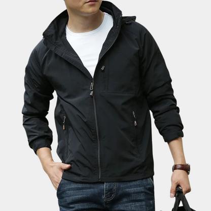 Sommerjacke | Leicht | Mit Kapuze | Cargo-Jacke | Herrenjacke-Schwarz-M-Chaps Herrenmode