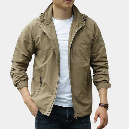 Sommerjacke – Leichte Cargo-Jacke mit Kapuze für Männer-Khaki-M-Chaps Herrenmode