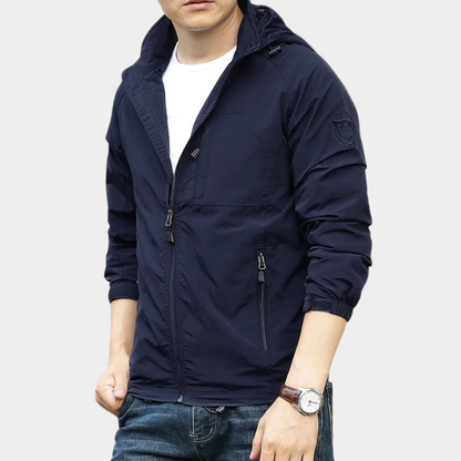Sommerjacke – Leichte Cargo-Jacke mit Kapuze für Männer-Marineblau-M-Chaps Herrenmode